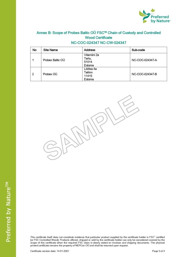 Probex Baltic OU FSC COC w CW Certificate 14.1.2021 page 0003